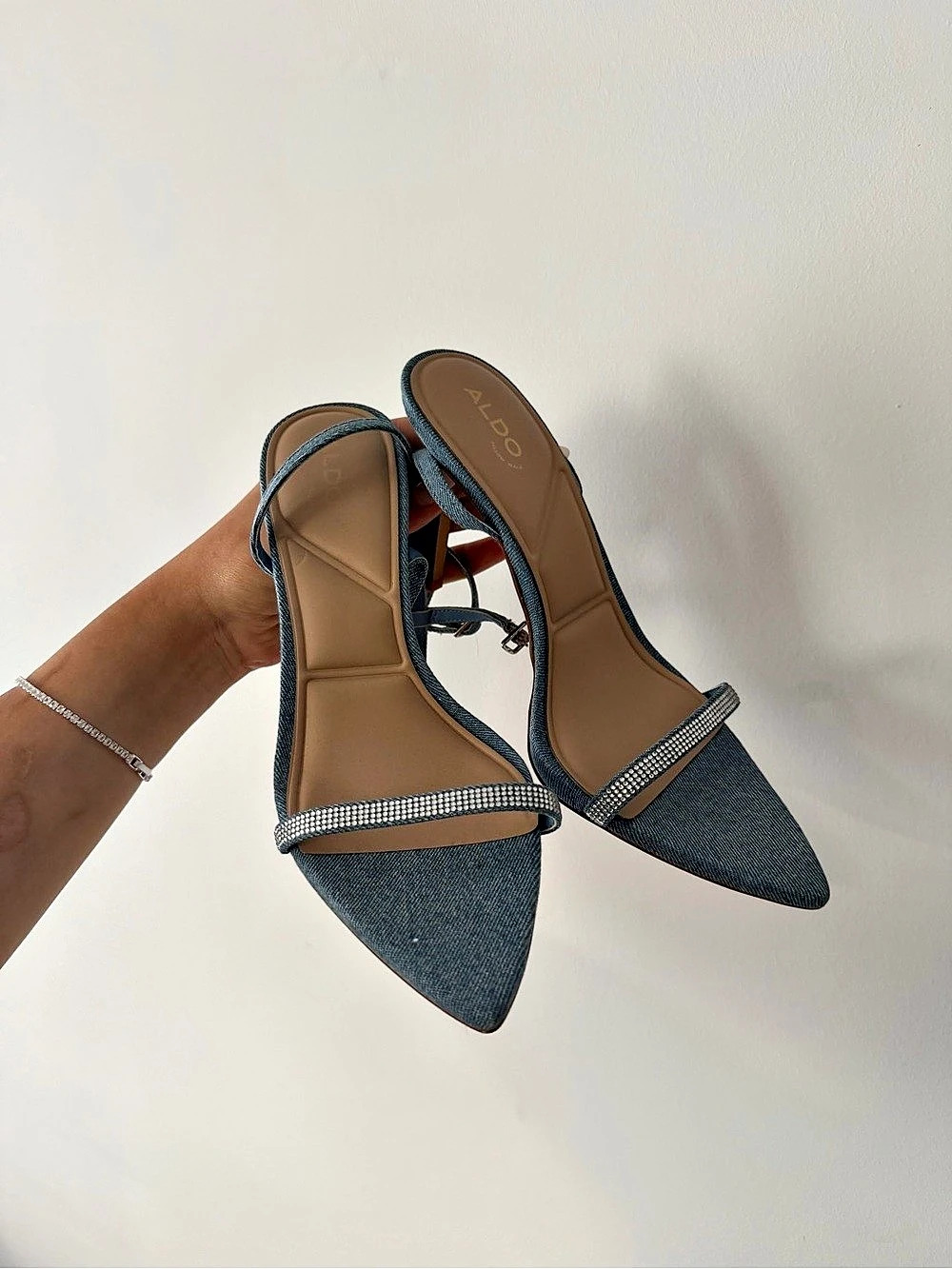 ALDO Blue Rhinestone Strap Heels US 9